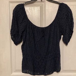 Abercrombie and Fitch Navy Blue Crop Top Blouse EUC